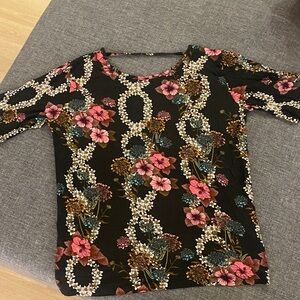 Sandro Black Floral Long Sleeve Top